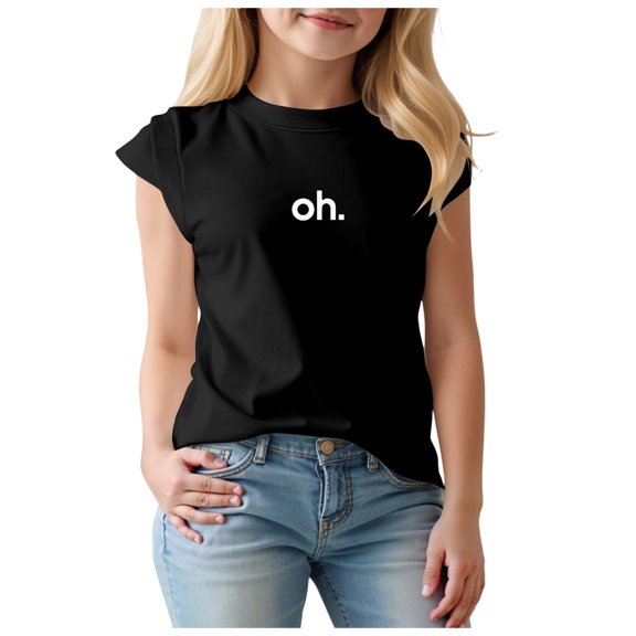 Gubotare Toddler Clothes Girl's Crop Top Solid Color Tee Summer Round Neck Short Sleeve T Shirts Size 9T 10T (Black,9-10 Years)