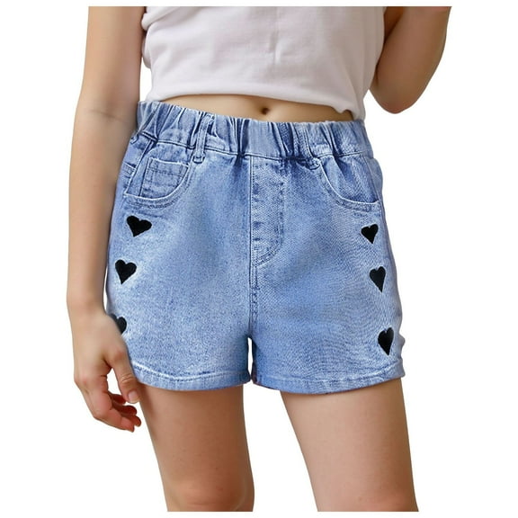 Gubotare Toddler Denim Shorts Girls Jean Shorts Kids Cute High Waist Shorts Summer Demin Shorts with Pockets (Black,Size 9-10 Years)