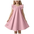thumbnail image 1 of Gubotare Toddler Dress Girls'Summer Floral Dress Kids 2025 Puff Sleeve Round Neck Smocked Flowy Sun Dresses Size 4-5T (Pink,4-5 Years), 1 of 9