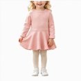 thumbnail image 1 of Gubotare Toddler Dress Ruffled Flannel Long Sleeve Medium Length Solid Color Casual Dress 24 36 Months (Pink,24-36 Months), 1 of 9