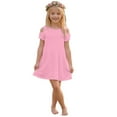 thumbnail image 1 of Gubotare Toddler Dresses Baby Girl Smocked Dress Summer Casual Short Sleeve Dresses Floral Print Sundress Princess Dress for Toddlers Size 5-6T (Pink,5-6 Years), 1 of 8