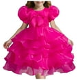thumbnail image 1 of Gubotare Toddler Dresses Dress for Girls,Cute Girls Ruffle Sleeve Princess Party Outfit Clothes,Hot Pink 8-9 Years, 1 of 9