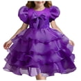 thumbnail image 1 of Gubotare Toddler Dresses for Girl Tulle Flower Girl Dress for Wedding Floral Pageant Dress with Train Princess Ball Gown for Girls,Purple 6-7 Years, 1 of 9