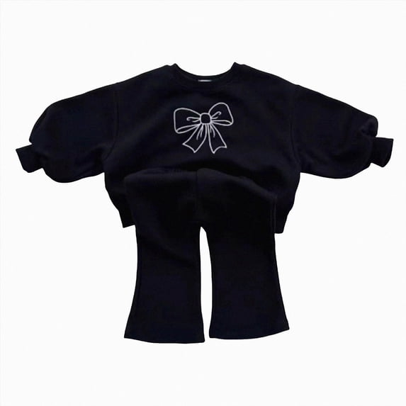 Gubotare Toddler Fall Clothes Baby Girl Fall Winter Outfits Toddler Clothes Sweatshirts and Joggers Pants 2 Piece Set 12 18 Months (Black,12-18 Months)