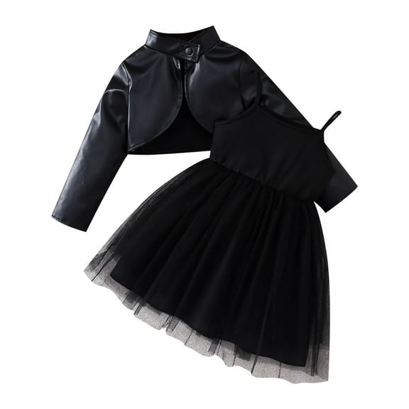 Gubotare Toddler Flower Girl Dresses for Wedding Girl's Flutter Sleeve Stretchy A-Line Swing Flared Skater Party Dress with Pockets 2T 3T (Black,2-3 Years)