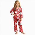 thumbnail image 1 of Gubotare Toddler Girl Christmas Pajamas in Satin with Long Sleeve Button Down and Open Front Holiday Loungewear Set 5T 6T,Watermelon Red, 1 of 7