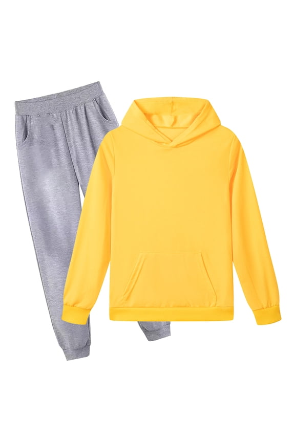 Toddler Girl Clothes Fall/Winter Girls' Active Sweatsuit - 2 Piece Fleece Pullover Hoodie and Sweatpants - Jogger Pants Set Size 7-8 (Yellow,7-8 Years)
