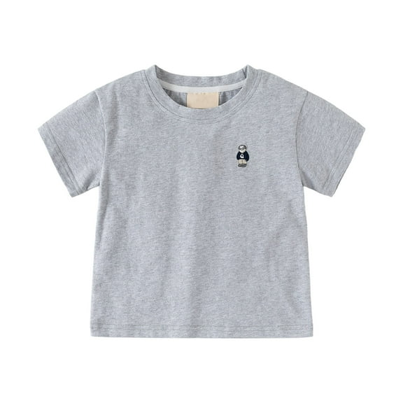 Gubotare Toddler Girl Clothes Girl's Crop Top Graphic Tee Summer Round Neck Short Sleeve Pattern T Shirts (Grey,Size 1-2 Years)