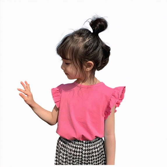 Gubotare Toddler Girl Clothes Girls Toddlers Short Sleeve Shirts Kids Crewneck Soft Summer Tops Girls Basic Short Sleeve Tee 4T 5T (Hot Pink,4-5 Years)