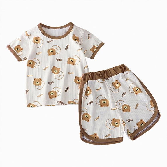 Gubotare Toddler Girl Clothes Sets Summer Toddler Girl Clothes Baby Summer Knit Tank Top Sleeveless Shirt Shorts Outfit Girls Clothing 6 9 12 18 24 Months 2T 3T 4T 5T (Brown,6-12 Months)