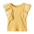 thumbnail image 1 of Gubotare Toddler Girl Clothes T Shirts Baby Girls Short Sleeve Shirts Toddler Tees Cute Solid Color Tops Size 6T 7T (Yellow,6-7 Years), 1 of 3