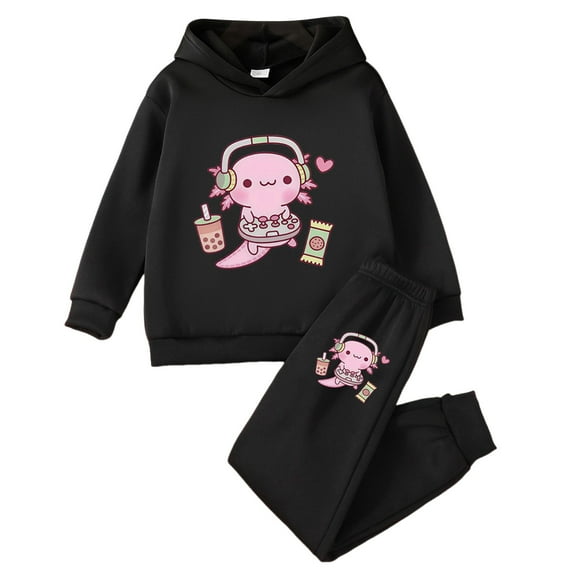 Gubotare Toddler Girl Fall Clothes Girls' 2 - Piece Outfits Sweatshirt & Leggings Set Fall/Winter Clothes for Girl Size 5T 6T (Black,5-6 Years)