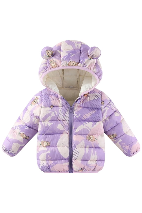 Toddler Girl Jacket Baby Girls' Water-Resistant Soft Mini Fur Lined Puffer Jacket Winter Coat for Newborn Infant Toddler Size 12 18 Months (Purple,12-18 Months)