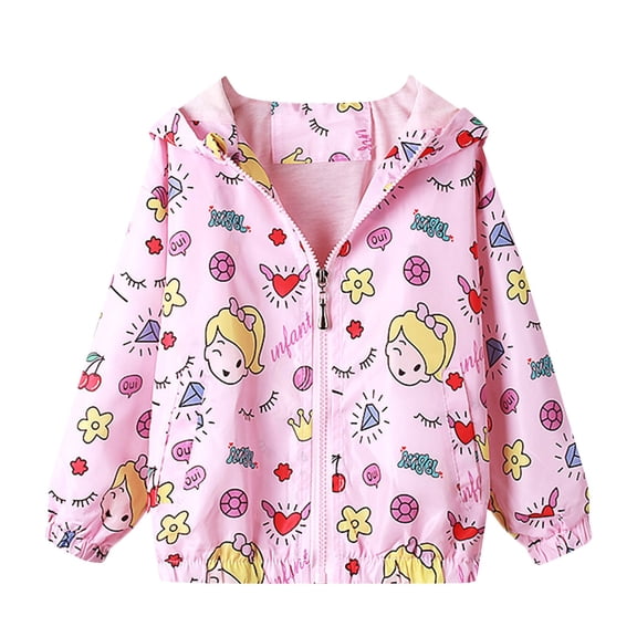 Gubotare Toddler Girl Jacket Toddler Windbreaker Jacket Baby Girl Hooded Zip Up Sweatshirt Winter Jacket Zipper Long Sleeve Outwear Fall Clothes (Pink,90)