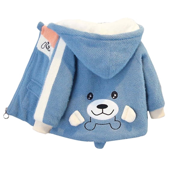 Gubotare Toddler Girl Jacket Unisex Cute Polar Fleece Lined Full-Zip Jacket Coat Winter Warm Hoodie Size 3T 4T,(Sky Blue 3-4 Years)