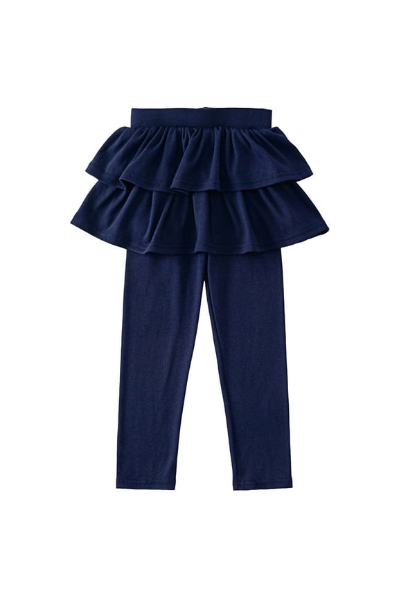 Toddler Girl Leggings Kids Baby Girls Footless Leggings with Ruffle Tutu Skirt Pants Size 4T 5T (Navy,4-5 Years)