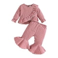 thumbnail image 1 of Gubotare Toddler Girl Outfit Set Toddler Girls Clothes Winter Warm Long Sleeve Tops+Long Pants Set Size 2T 3T (Red,2-3 Years), 1 of 8
