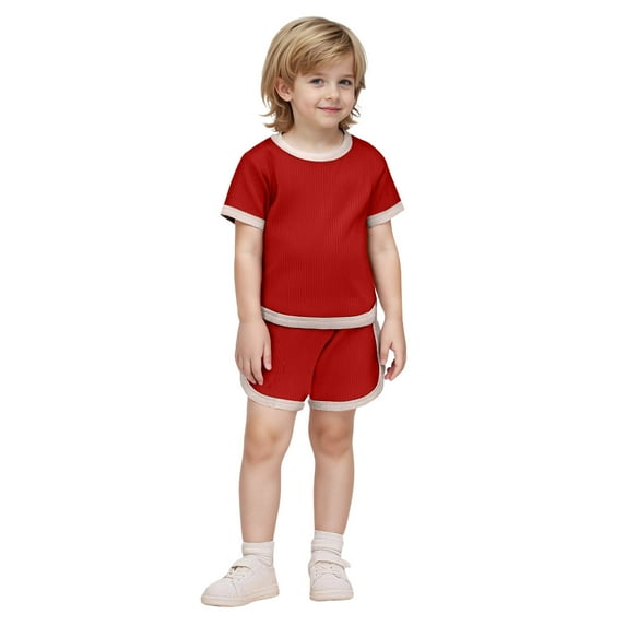 Gubotare Toddler Girl Outfits Cute Toddler Girls Outfit Sets Toddler Kids Baby Girls Summer Cute Tie-dye Printed Short-sleeved Clothes (Brick Red,Size 6-9 Months)