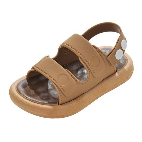 Gubotare Toddler Girl Sandals Girls Casual Sandals Open Toe Breathable Summer Sandals with Heel Zipper (Little Kid/Big Kid) Size 1 (Coffee,Big Kids 1)