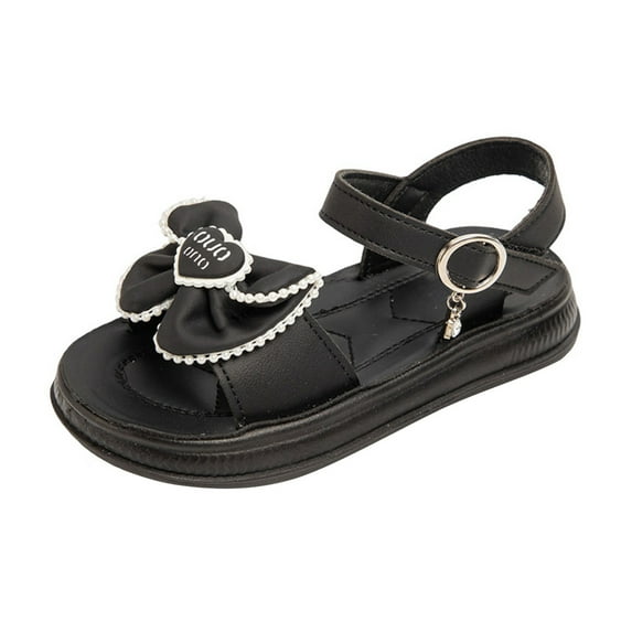 Gubotare Toddler Girl Sandals Kids Girls Soft Sole Open Toe Sandals Summer Shoes with Arch Support (Toddler/Little Kid) Size 1 (Black,Big Kids 1)
