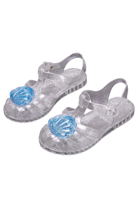 Toddler Girl Sandals Princess Jelly Flats Shoes, Birthday Party Dress Up Sandals for Little Girls, Toddler or Kids (Blue,Size 9)