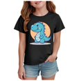 thumbnail image 1 of Gubotare Toddler Girl Short Sleeve Shirts Girls Casual Short Sleeve T Shirt Cute Print Summer Blouse for Girls (Black,Size 7-8 Years), 1 of 4