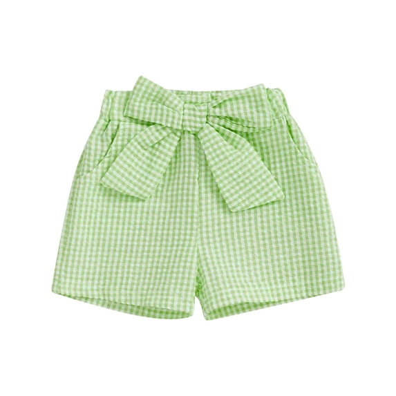 Gubotare Toddler Girl Shorts Girls Everyday Shorts Elastic Straight Leg Party High Waist Shorts (Light Green,Size 12-18 Months)