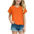 thumbnail image 1 of Gubotare Toddler Girl Summer Shirts Flower Girl Shirt Toddler Girls' T Shirt Kids' Little Girls' Short Sleeve Party Tee Tops Size 4T 5T (Orange,4-5 Years), 1 of 3