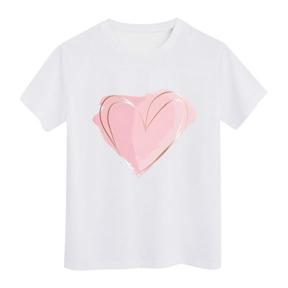 Gubotare Toddler Girl Summer Shirts Girl's Letter Graphic Print Round Neck Short Sleeve Drop Shoulder Tee T Shirts,12-13 Years White