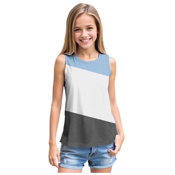 Gubotare Toddler Girl Tank Tops Girl's Casual Solid Sleeveless Round Neck Slim Fit Basic Crop Tank Top Size 10-12 (Light Blue,9-10 Years)