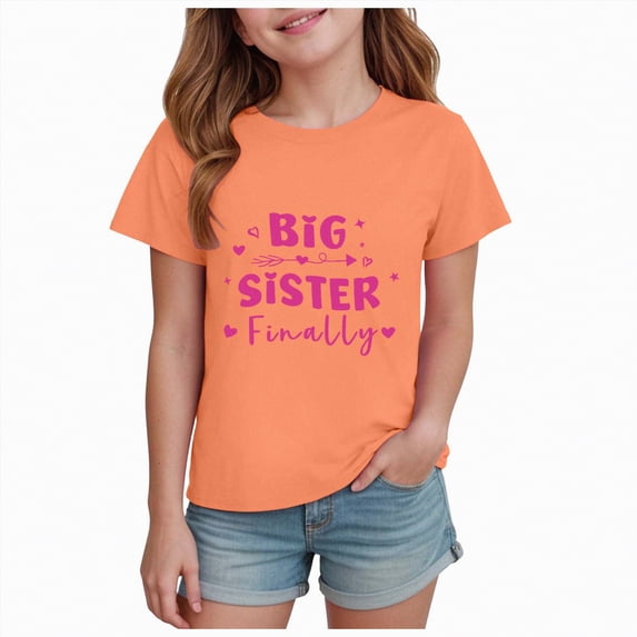 Gubotare Toddler Girl Tee Shirts Girls Casual Cute Tops Short Sleeve Loose Soft Blouse T-Shirt 5T 6T (Orange,5-6 Years)
