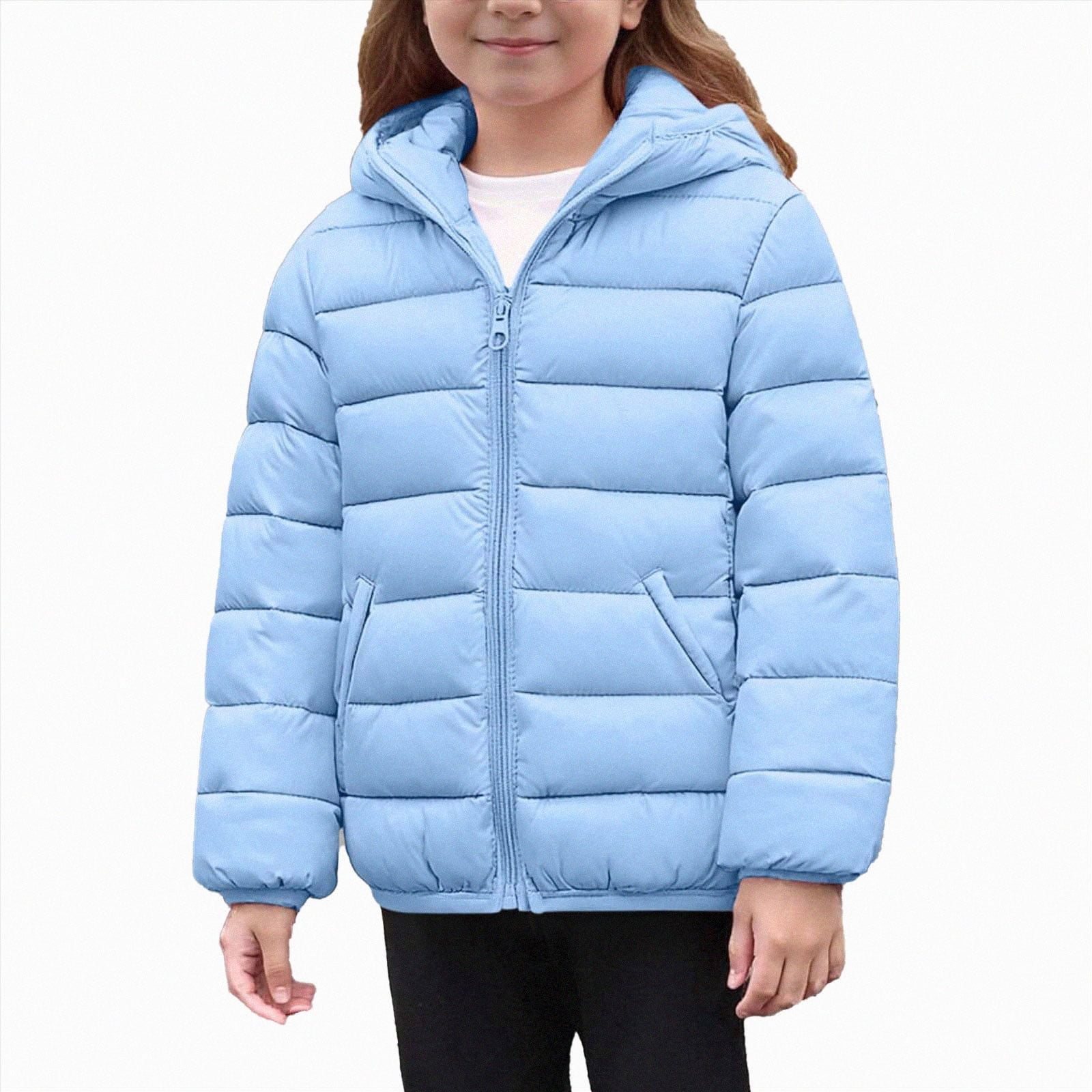 Gubotare Toddler Girl Winter Jacket Hooded Puffer Jacket Mid-Weight Zip ...