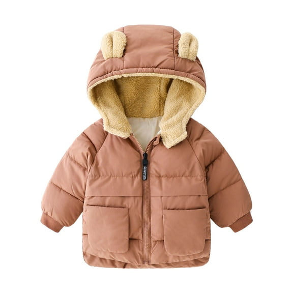 Gubotare Toddler Girl Winter Jacket Winter Down Coats for Kids Baby Boys Girls Light Puffer Padded Jacket Hoods Infant Outerwear Size 3T 4T (Coffee,3-4 Years)