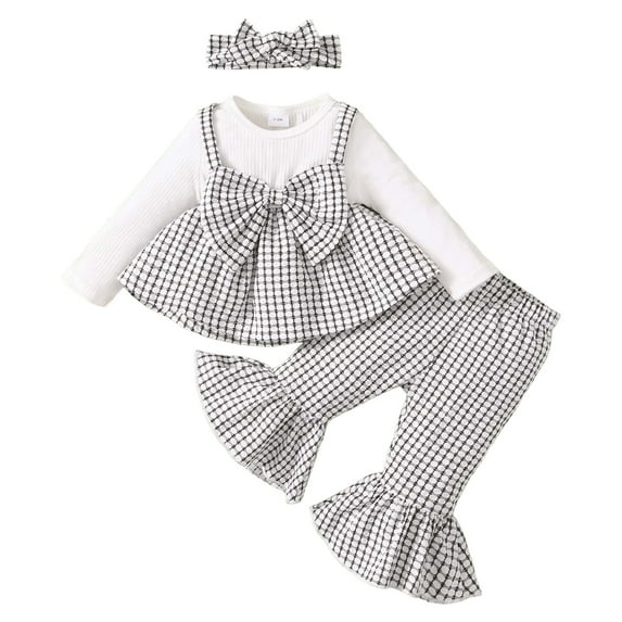 Gubotare Toddler Girl Winter Outfits Toddler Girls Clothes Winter Warm Long Sleeve Tops Long Pants Suit Kids Soft Cotton Fall Outfits for Toddler Girls Size 3 6 Months (White,3-6 Months)