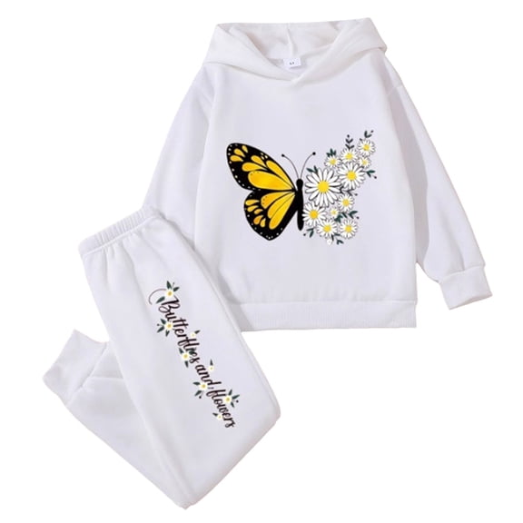 Gubotare Toddler Girls Clothing Sets Girls Hooded Sweatshirt and Pants Set for Toddler and Big Kids Size 5T 6T (White,5-6 Years)