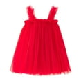 thumbnail image 1 of Gubotare Toddler Girls Dress Infant Baby Girls Ruffle Ball Gown Party Pageant Lace Dresses (Red,Size 12-18 Months), 1 of 5