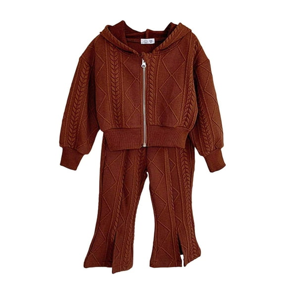 Gubotare Toddler Girls Outfits Girls Hooded Sweatshirt and Pants Set for Toddler and Big Kids Size 7-8 (Coffee,7-8 Years)
