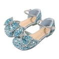 thumbnail image 1 of Gubotare Toddler Girls Shoes Toddler Little Girls Flower Dress Shoes Mary Jane Ballet Flats Easter Party School Princess Wedding Shoes,Blue 3.5-4 Years, 1 of 9