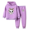 thumbnail image 1 of Gubotare Toddler Girls Winter Clothing Sets Girls Clothes Print Hoodies Sweatshirt And Sweatpants Outfit Suit Infant Girls Clothing Set Size 2T 3T (Purple,2-3 Years), 1 of 6
