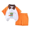 thumbnail image 1 of Gubotare Toddler Golf Outfit Toddler Boy Clothes Summer Boys Outfits Short Sleeve Polo Shirt + Denim Jean Set (Orange,Size 6-12 Months), 1 of 4