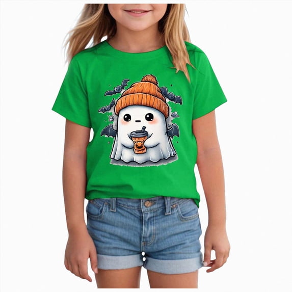 Gubotare Toddler Halloween Shirt Girl Shirt Toddler Girls Tshirt Kids Little Girls Short Sleeve Party Tee Tops 1T 2T (Green,1-2 Years)