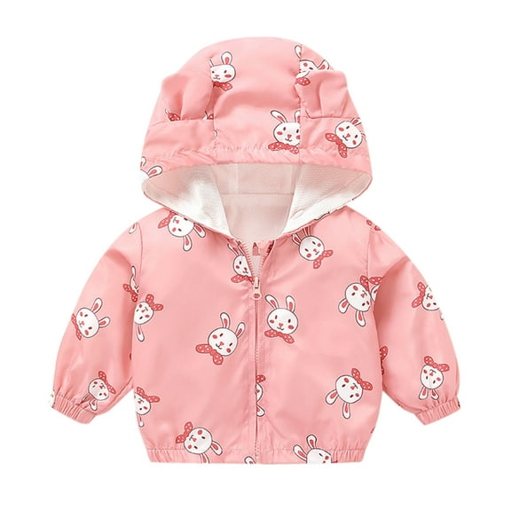 Gubotare Toddler Jacket Toddler Baby Boys Girls Windbreaker Casual Outerwear Kids Lightweight Zip Hooded Jacket Dust Coat Size 6 12 Months (Pink,6-12 Months)