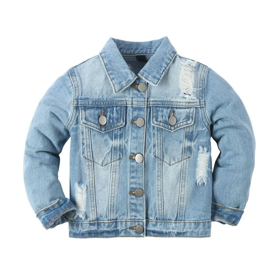 Gubotare Toddler Jean Jacket Girls Baby Toddler Girls Basic Denim Jacket Size 3T 4T (Light Blue,3-4 Years)