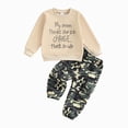 thumbnail image 1 of Gubotare Toddler Kids Baby Boy Fall Clothes 2T 3T 4T 5T 6T Letter Print Long Sleeve Tops Camouflage Pants Winter Outfits Beige,Size 5-6 Years, 1 of 4