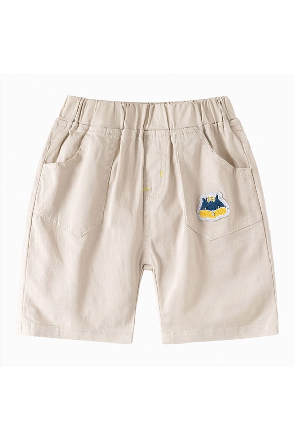 Toddler Little Baby Boys Summer Casual Denim Jeans Shorts Elastic Waist Short Bottoms Pants Size 6-7 (Khaki,6-7 Years)