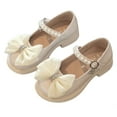 thumbnail image 1 of Gubotare Toddler Little Girl Mary Jane Dress Shoes - Ballet Flats for Girl Party School Shoes (Beige,2), 1 of 5