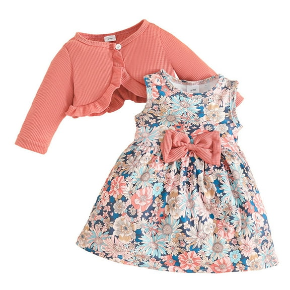 Gubotare Toddler Long Sleeve Dress Girls Long Sleeve Dresses Kids Casual Crewneck Dress 2T 3T (Pink,2-3 Years)