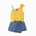 thumbnail image 1 of Gubotare Toddler Outfit Sets Girls Toddler Baby Girl Birthday Outfit Embroidery T-shirt Colorful Tutu Skirts Summer Clothes 9 12 Months (Yellow,9-12 Months), 1 of 9