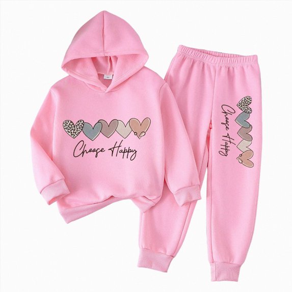 Gubotare Toddler Outfits for Girls Winter Autumn Winter Girls Clothes Print Hoodies Sweatshirt And Sweatpants Outfit Suit Infant Girls Clothing Set 4T 5T (Red,4-5 Years)