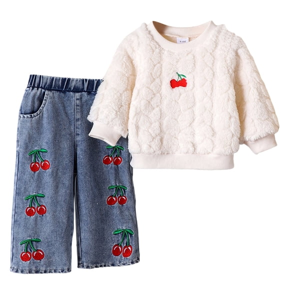 Gubotare Toddler Outfits for Girls Winter Baby Girl Fall Winter Outfits Toddler Clothes Long Sleeve Floral Graphic Crewneck Sweatshirt + Joggers Pants Set 18 24 Months (Beige,18-24 Months)
